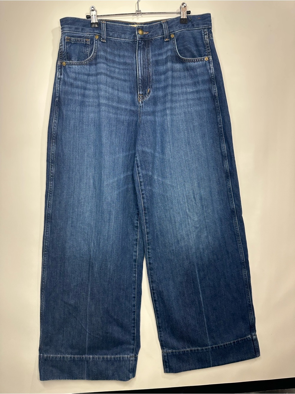 Madewell Superwide Leg Jeans Women’s 31 Blue High Rise Wide Leg Cuffed Denim